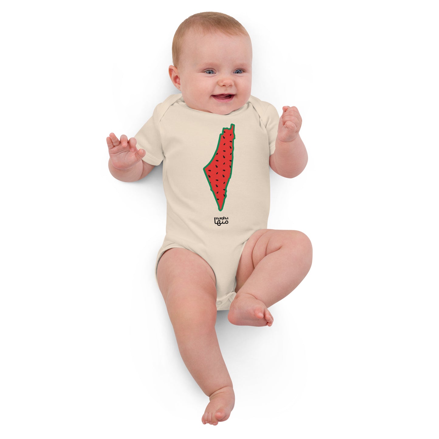 Palestine map watermelon 🍉 design baby bodysuit - Organic cotton