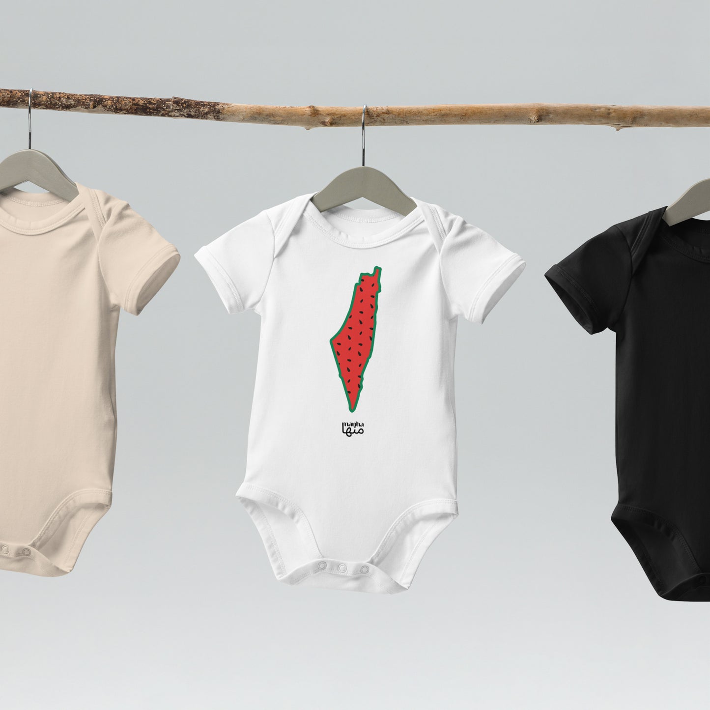 Palestine map watermelon 🍉 design baby bodysuit - Organic cotton