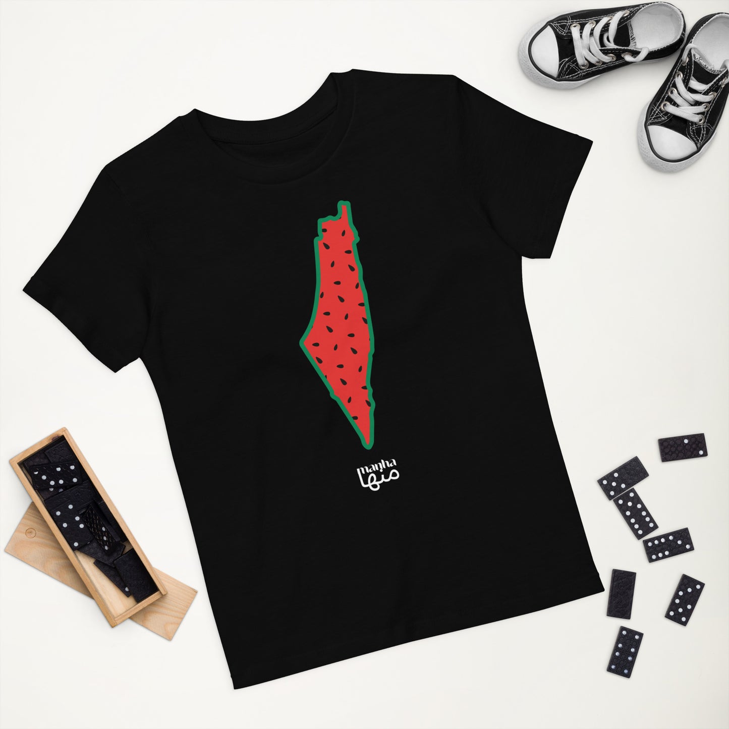 Palestine map watermelon 🍉 design kids t-shirt - Organic cotton