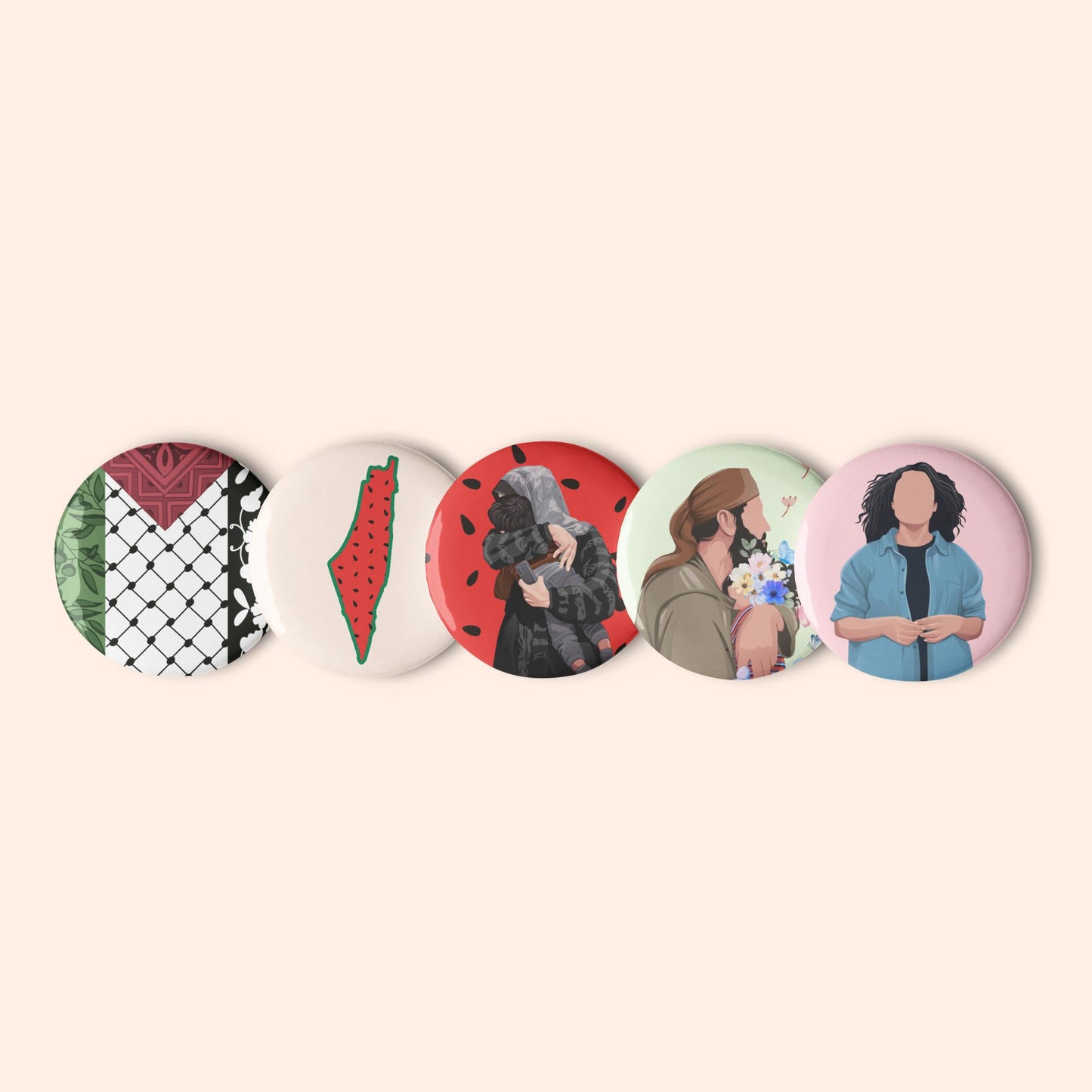 Set of 5 pin buttons