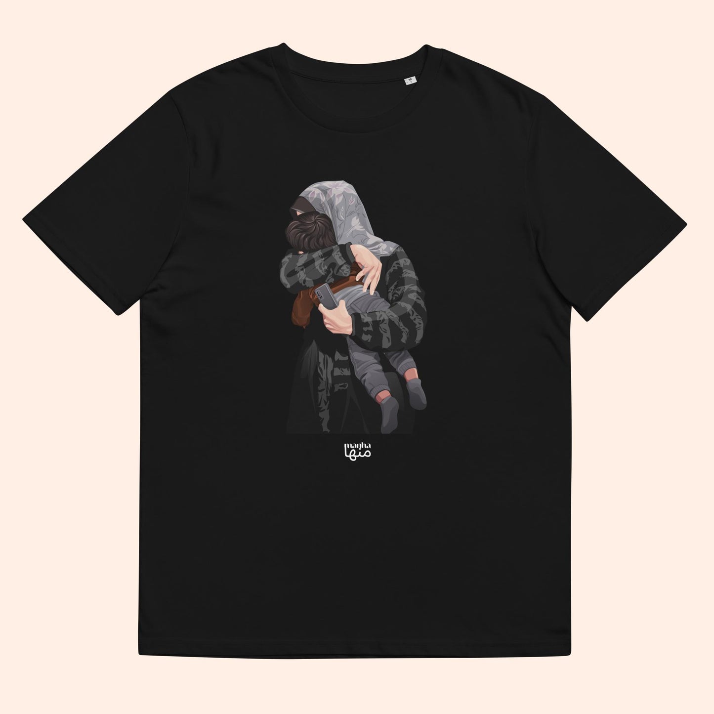 Palestinian mother holding her child for the last time - Organic cotton t-shirt Unisex