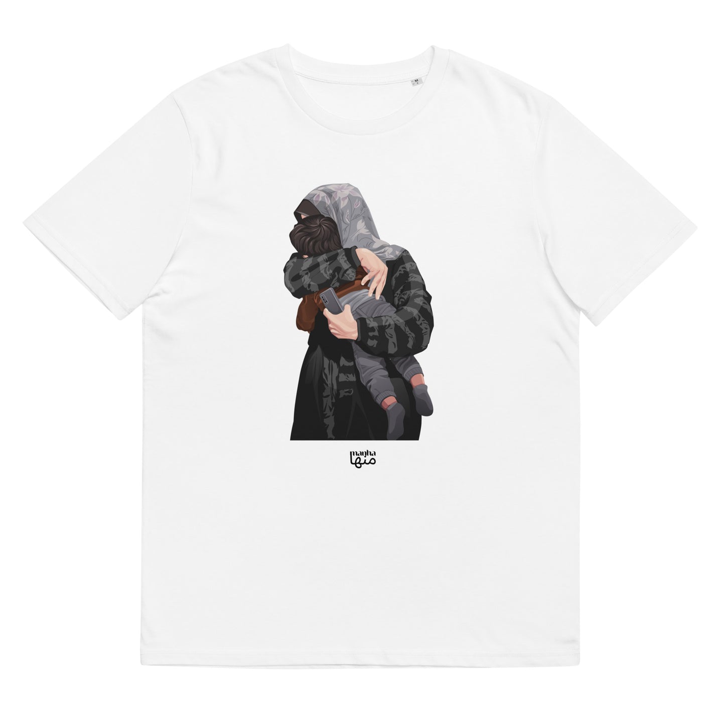 Palestinian mother holding her child for the last time - Organic cotton t-shirt Unisex